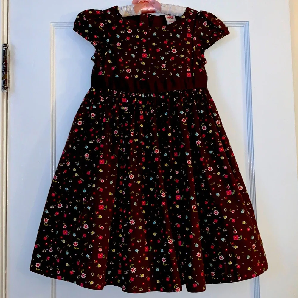 GAP Brown Floral Twirl Dress 4 EUC Beautiful! Lined